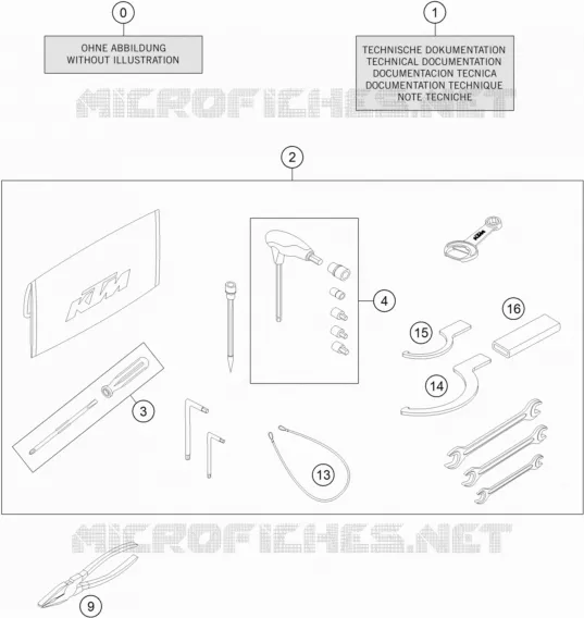 TOOL KIT / MANUALS / OPTIONS KTM MOTO 1290 2019 SUPERDUKE  1290 SUPER DUKE R WHITE