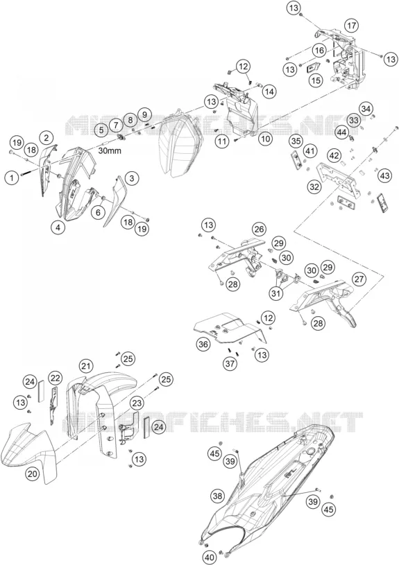PLASTICS KTM MOTO 790 2019 DUKE  790 DUKE ORANGE
