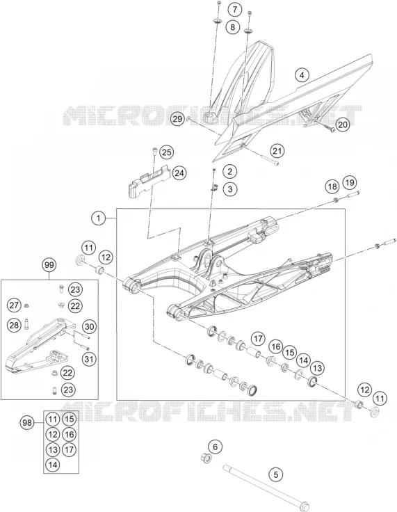 SWINGARM KTM MOTO 125 2020 DUKE  125 DUKE WHITE - B.D.