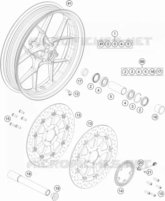 FRONT WHEEL KTM MOTO 1290 2018 SUPERDUKE  1290 SUPER DUKE GT ORANGE
