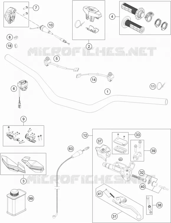 HANDLEBAR / CONTROLS KTM MOTO 300 2019 XC  300 XC-W SIX DAYS TPI