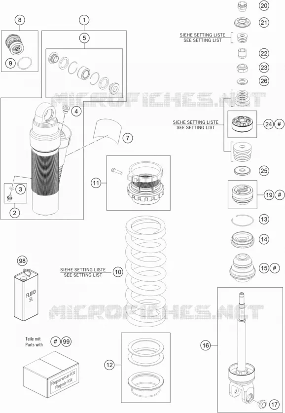 SHOCK ABSORBER (PARTS) KTM MOTO 250 2020 XC  250 XC-W TPI