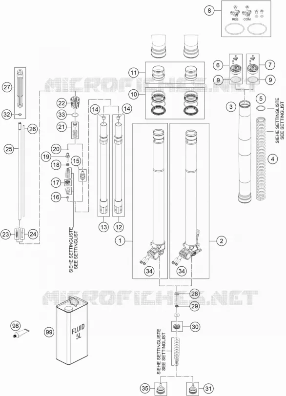 FRONT FORK (PARTS) KTM MOTO 300 2019 EXC  300 EXC CKD