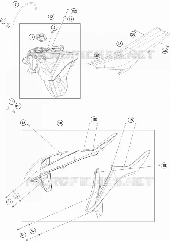 TANK / SEAT KTM MOTO 250 2019 EXC-F  250 EXC-F SIX DAYS