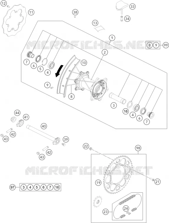 REAR WHEEL KTM MOTO 350 2019 EXC-F  350 EXC-F SIX DAYS