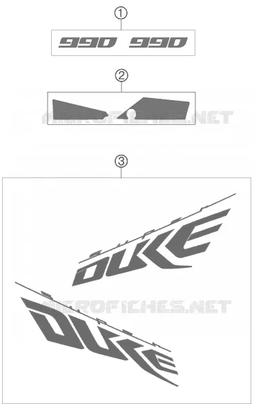 STICKERS KTM MOTO 990 2008 SUPERDUKE  990 SUPER DUKE WHITE