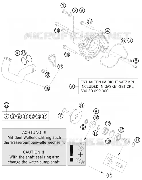 WATERPUMP KTM MOTO 990 2008 SUPERDUKE  990 SUPER DUKE WHITE