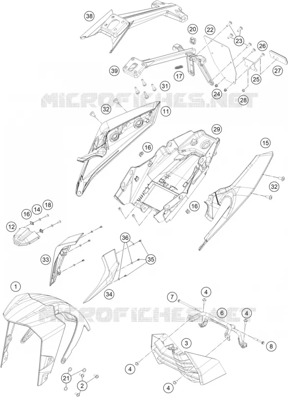 PLASTICS KTM MOTO 200 2021 DUKE  200 DUKE ABS WHITE - CKD