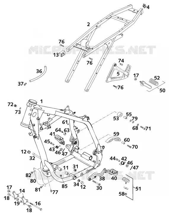 FRAME KTM MOTO 640 2001 DUKE  640 DUKE II LIME