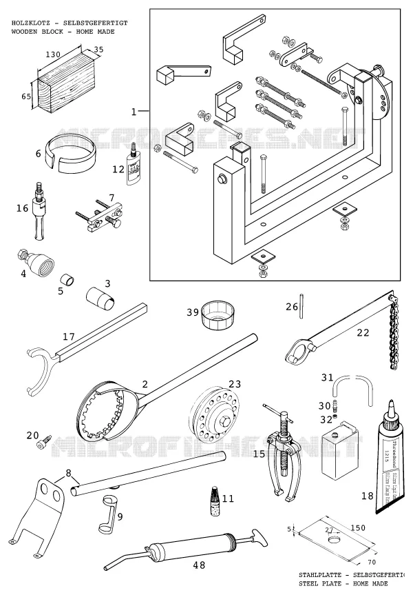 SPECIFIC TOOLS (ENGINE) KTM MOTO 640 2000 DUKE  640 DUKE II LIME