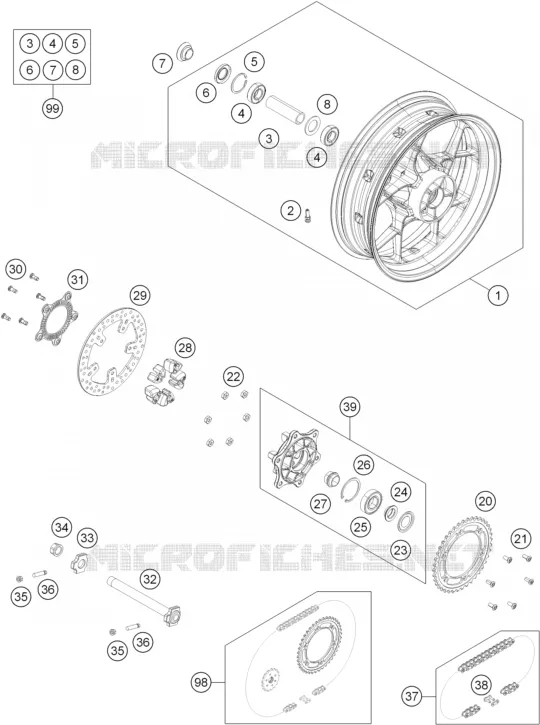 REAR WHEEL KTM MOTO 690 2014 DUKE  690 DUKE R ABS