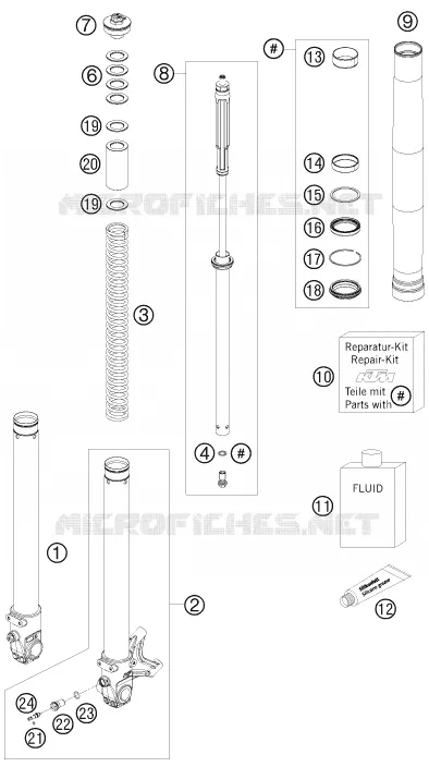 FRONT FORK (PARTS) KTM MOTO 690 2009 DUKE  690 DUKE ORANGE