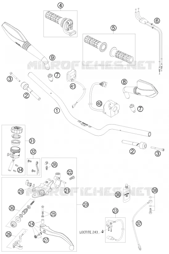 HANDLEBAR / CONTROLS KTM MOTO 690 2009 DUKE  690 DUKE WHITE