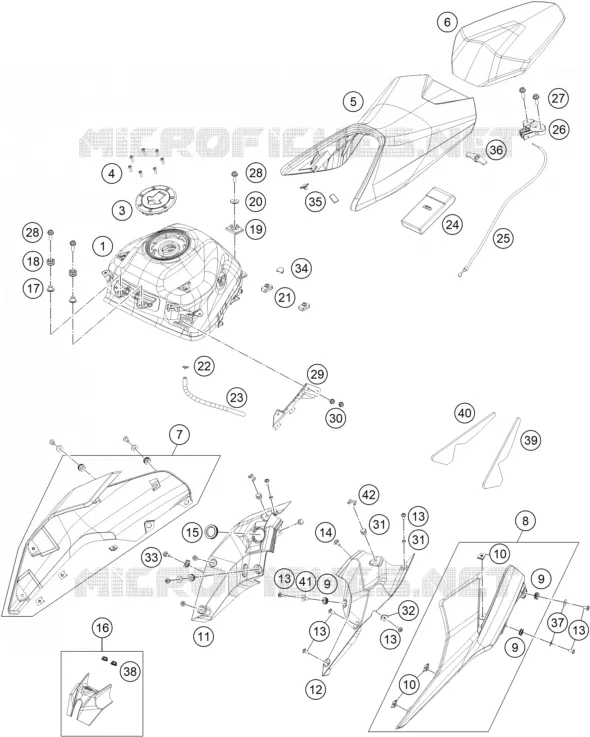TANK / SEAT KTM MOTO 390 2018 DUKE  390 DUKE WHITE