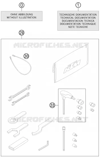 TOOL KIT / MANUALS / OPTIONS KTM MOTO 1190 2015 RC8  1190 RC8 R WHITE