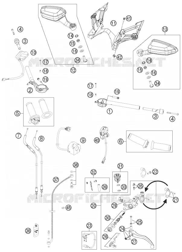 HANDLEBAR / CONTROLS KTM MOTO 1190 2014 RC8  1190 RC8 R WHITE