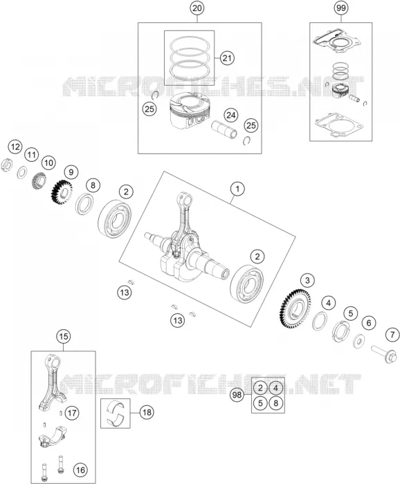 CRANKSHAFT / PISTON KTM MOTO 200 2016 DUKE  200 DUKE ORANGE NON ABS