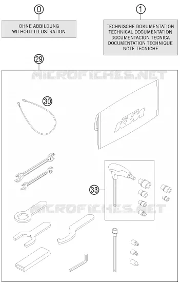 TOOL KIT / MANUALS / OPTIONS KTM MOTO 1190 2012 RC8  1190 RC8 R WHITE
