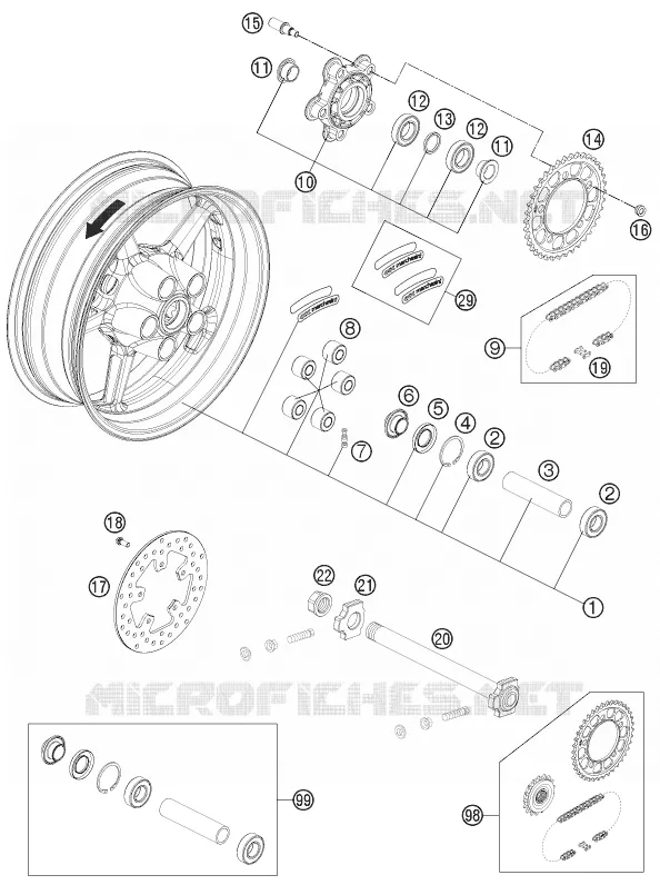 REAR WHEEL KTM MOTO 1190 2012 RC8  1190 RC8 R WHITE