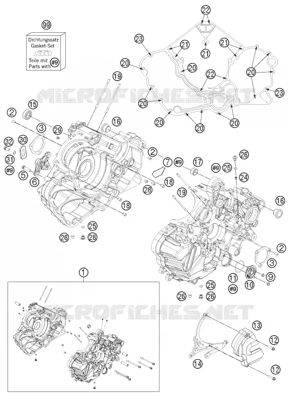 CRANKCASE KTM MOTO 1190 2011 RC8  1190 RC8 R WHITE